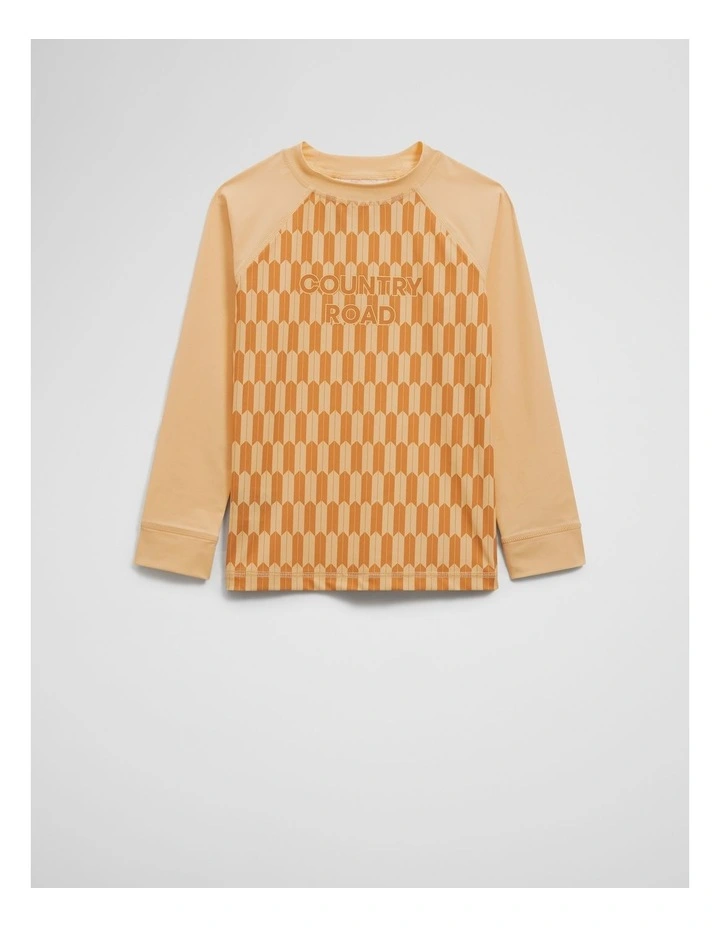 Recycled Nylon Blend Geometric Logo Rash Vest in Pale Yellow image 5