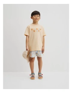 Organically Grown Cotton Boucle Logo T-shirt in Lemon