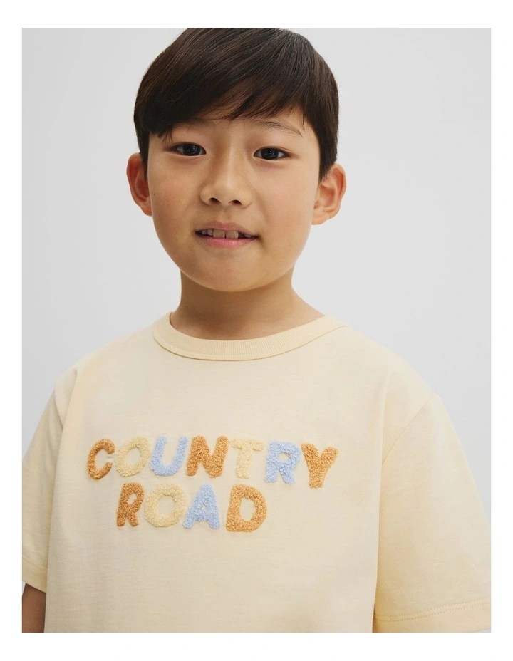 Organically Grown Cotton Boucle Logo T-shirt in Lemon image 2