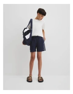 Teen Recycled Polyester Stripe Detail Board Short in Navy