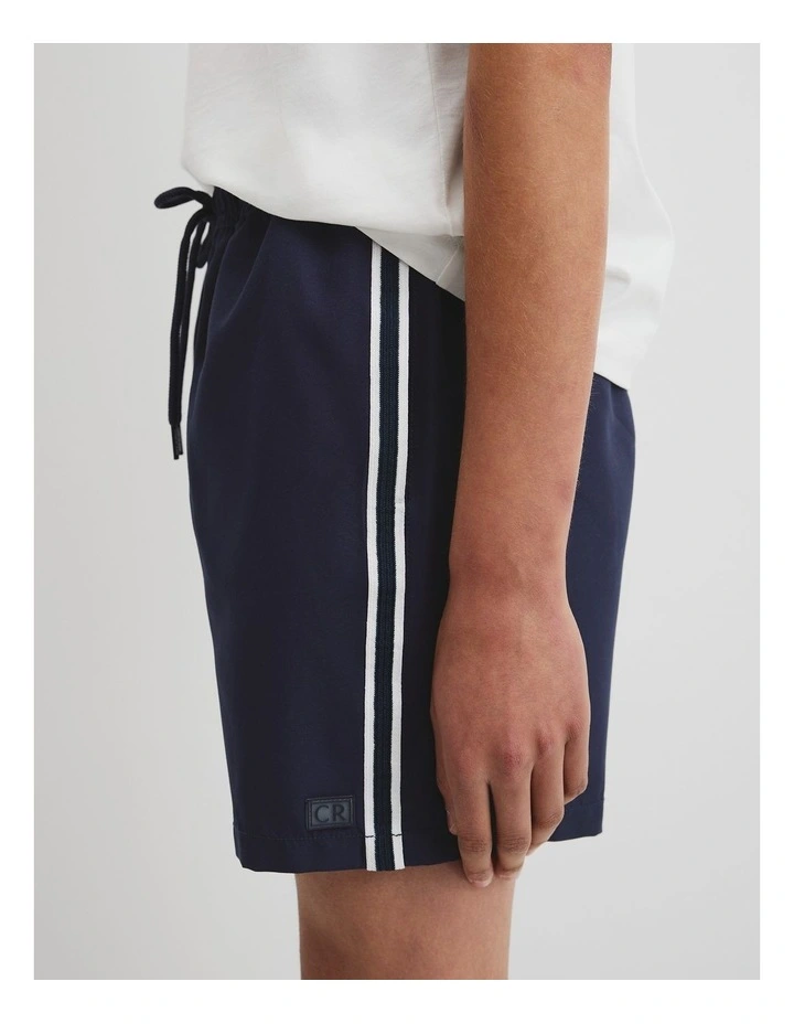 Teen Recycled Polyester Stripe Detail Board Short in Navy image 2