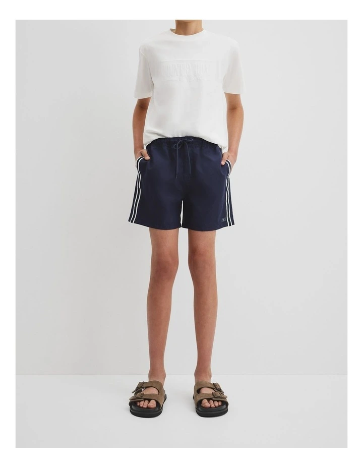 Teen Recycled Polyester Stripe Detail Board Short in Navy image 3