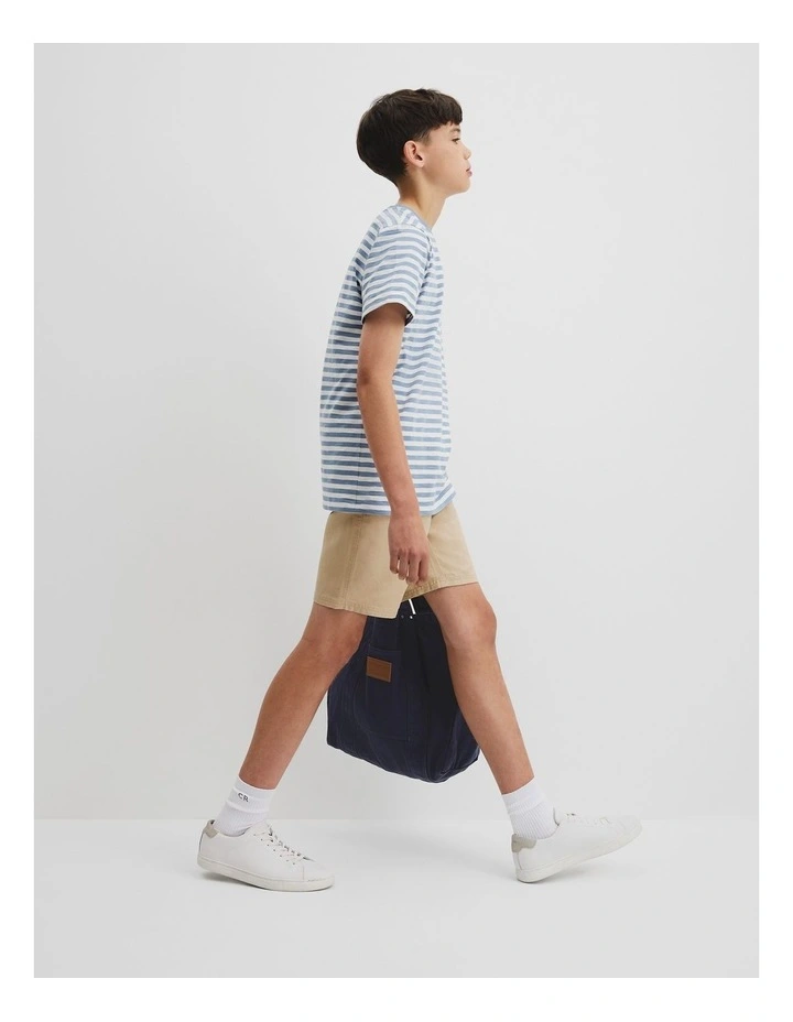 Teen Recycled Cotton Blend Stripe T-shirt in Slate Blue Stripe image 1