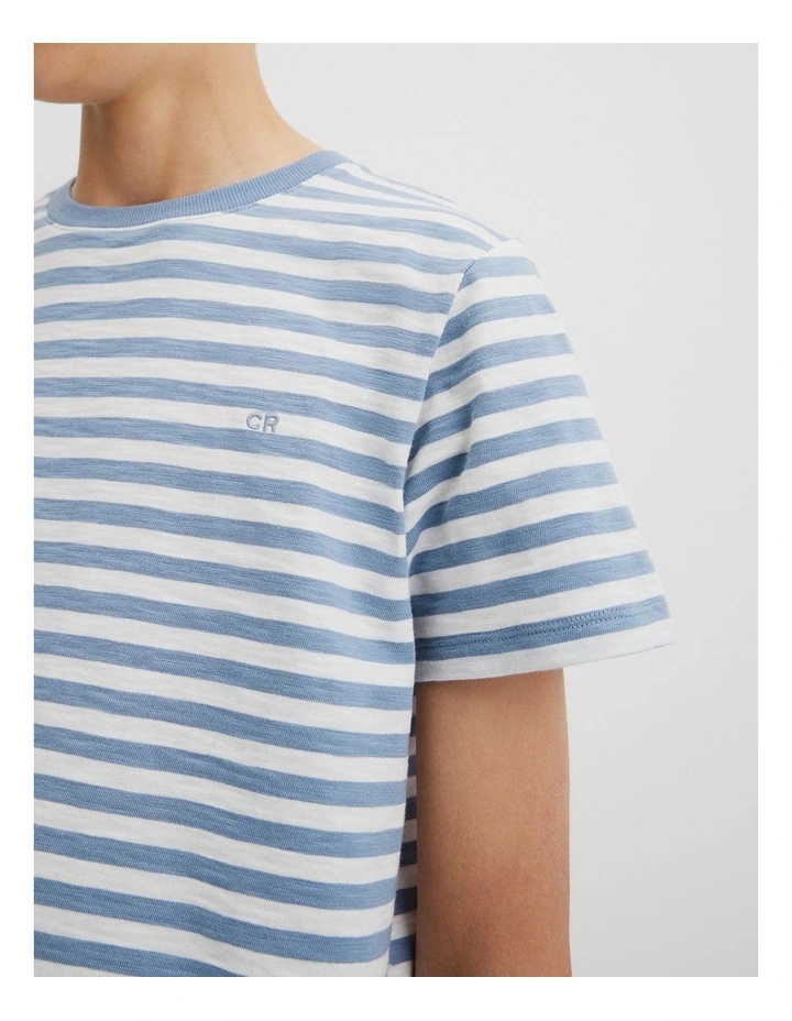Teen Recycled Cotton Blend Stripe T-shirt in Slate Blue Stripe image 3