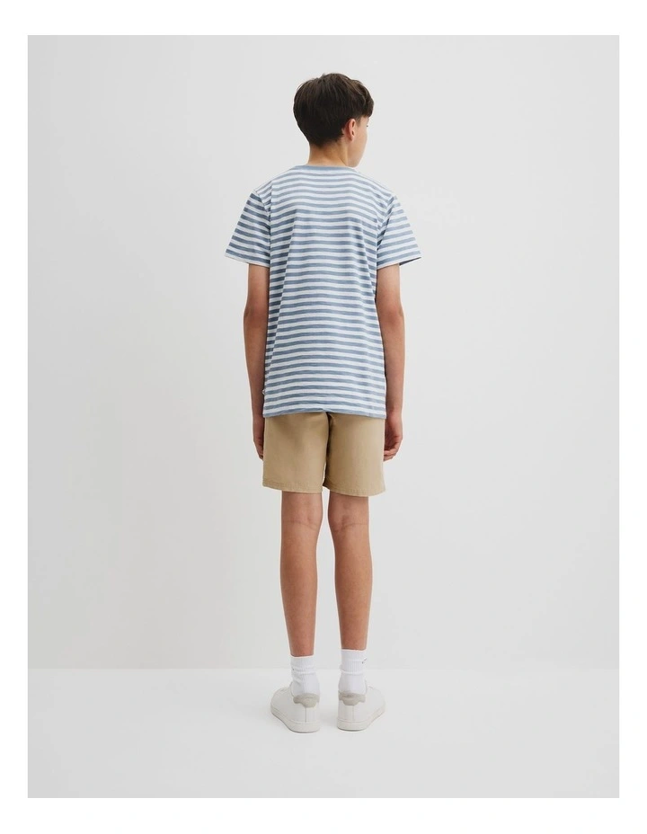 Teen Recycled Cotton Blend Stripe T-shirt in Slate Blue Stripe image 4