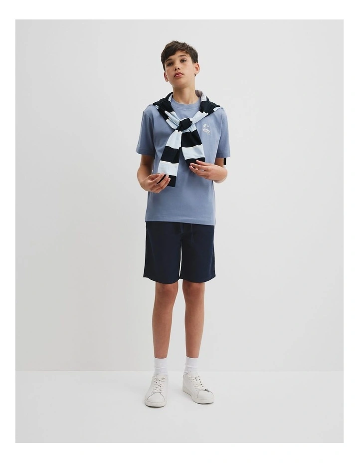 Teen Australian Cotton Island Print T-shirt in Slate Blue image 1