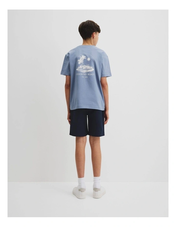 Teen Australian Cotton Island Print T-shirt in Slate Blue image 4