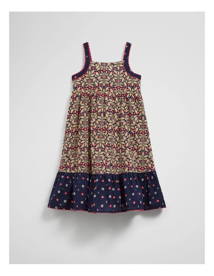 Organically Grown Cotton Spliced Midi Dress in Navy Floral image 4