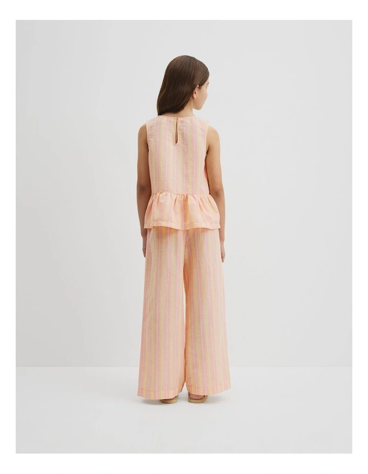 Linen Ruffle Top in Multi Stripe image 4