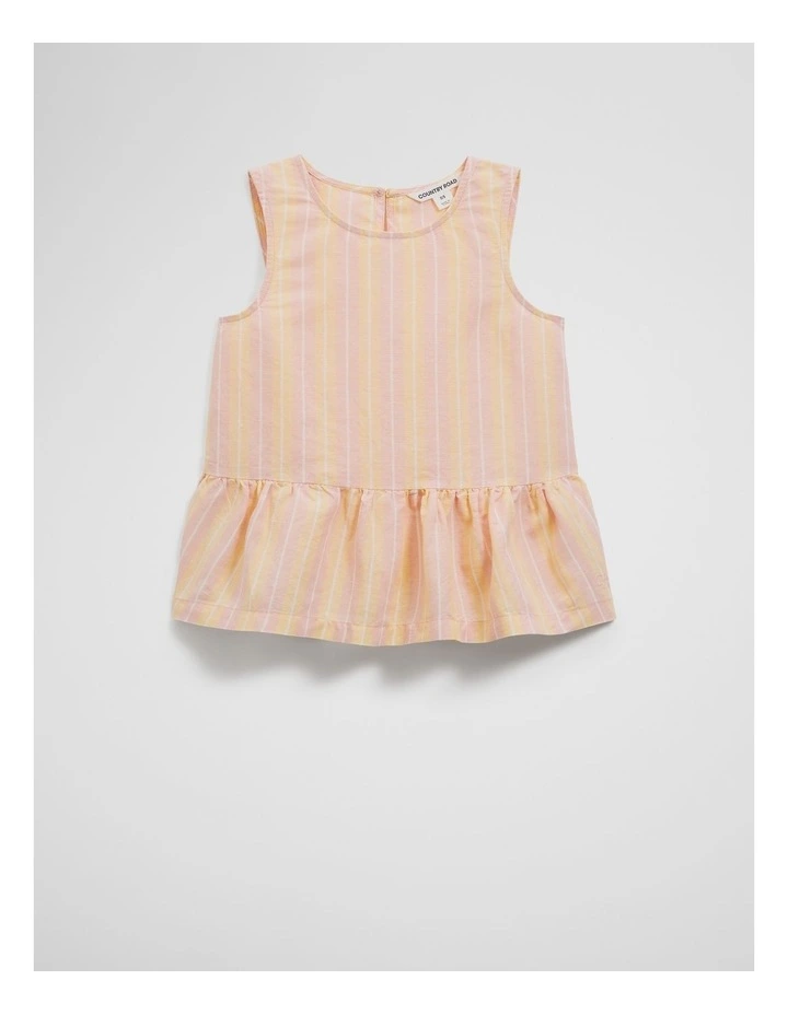 Linen Ruffle Top in Multi Stripe image 5