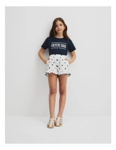 Spot Scalloped Short in White