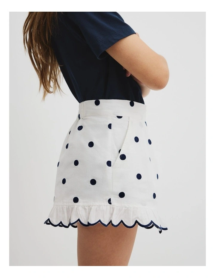 Spot Scalloped Short in White image 2