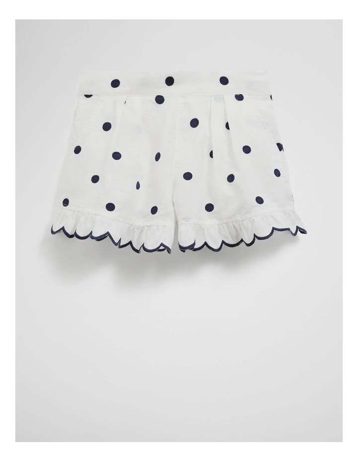 Spot Scalloped Short in White image 4