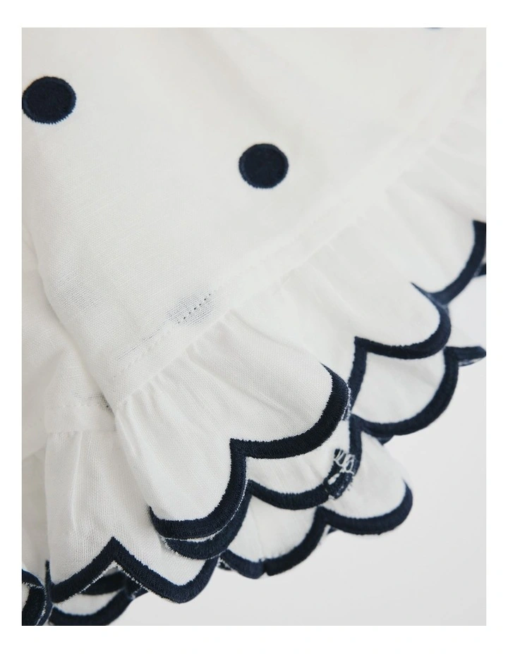 Spot Scalloped Short in White image 5