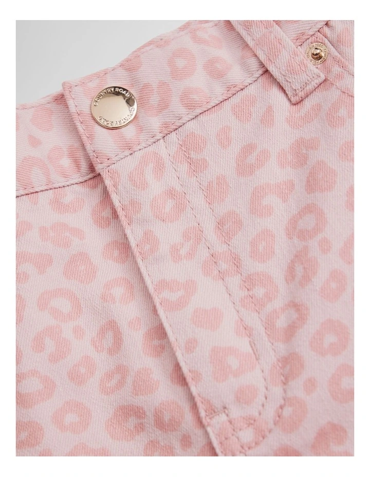 Hi Rise Denim Short in Pink Leopard image 2