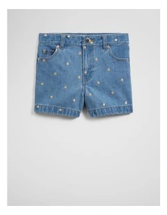 Hi Rise Denim Short in Denim Spot