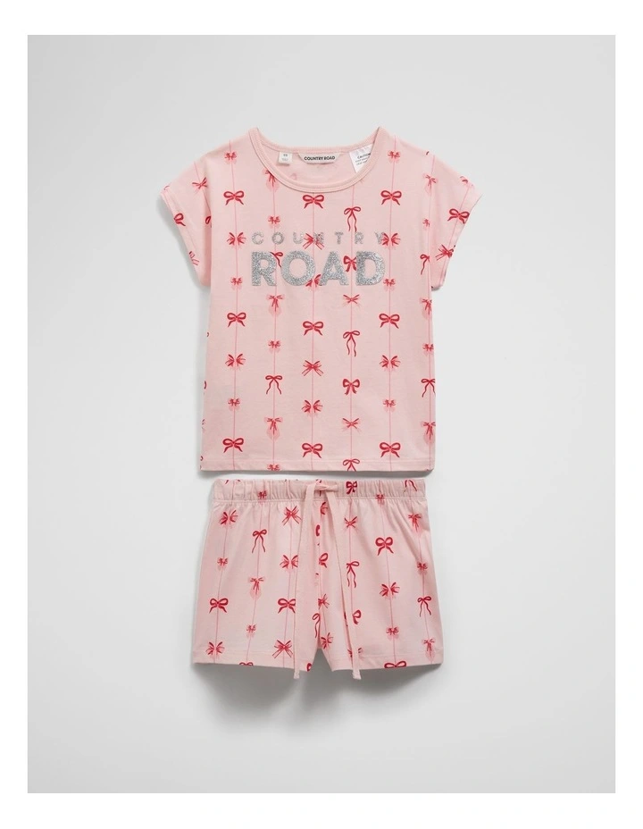 Australian Cotton Bow Pyjama Set in Mineral Pink image 1
