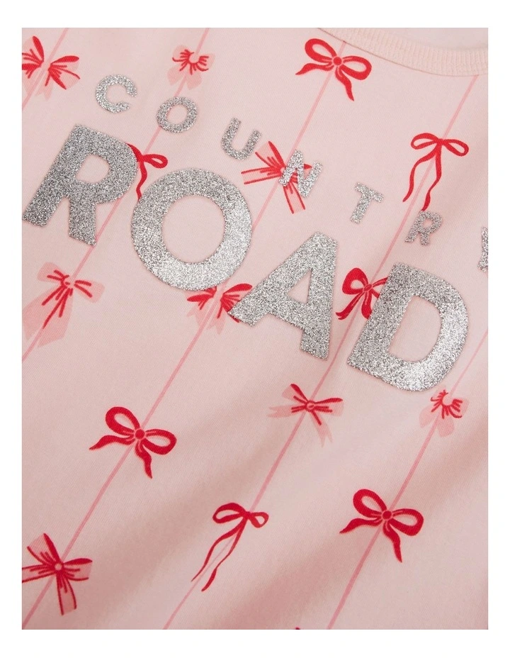 Australian Cotton Bow Pyjama Set in Mineral Pink image 2