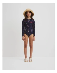 Geometric Floral Swimsuit in Navy Ditsy