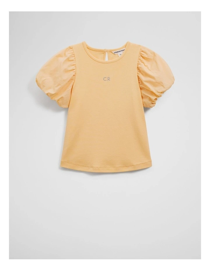 Bubble Sleeve T-shirt in Pale Yellow image 1