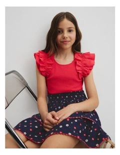 Ruffle Sleeve Tank in Watermelon