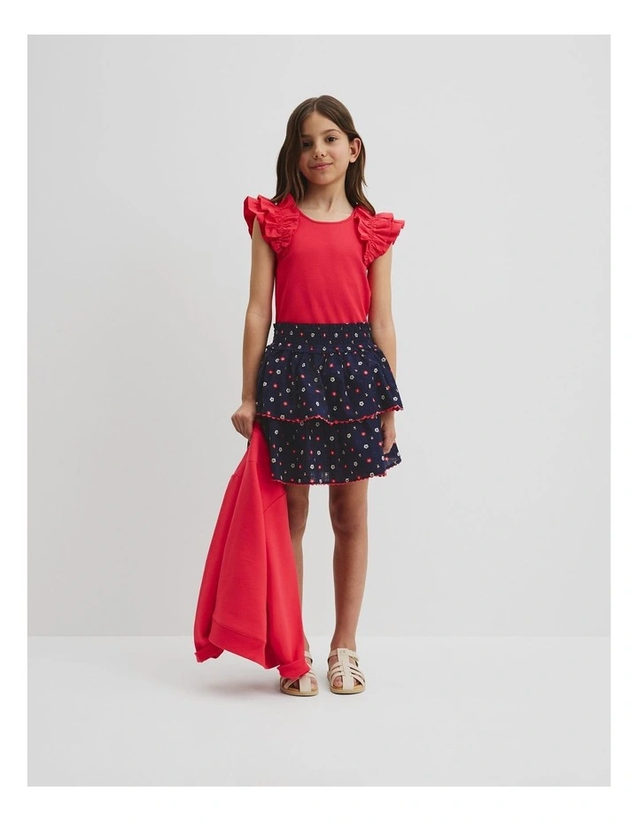 Ruffle Sleeve Tank in Watermelon image 2