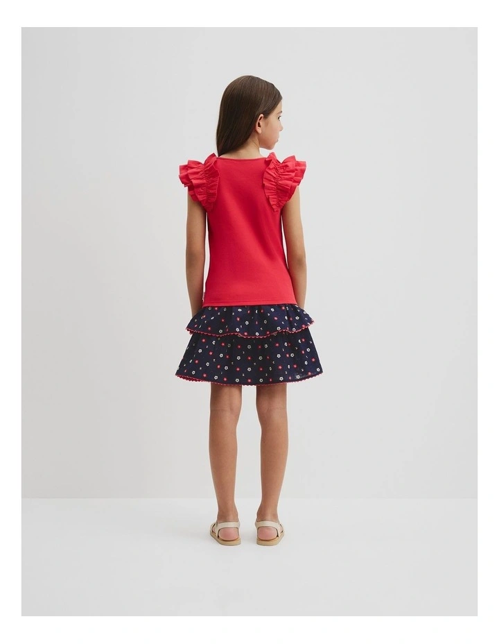 Ruffle Sleeve Tank in Watermelon image 3
