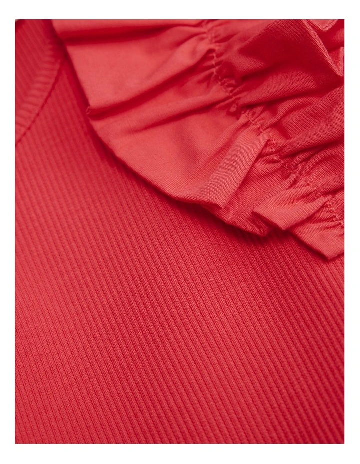 Ruffle Sleeve Tank in Watermelon image 5