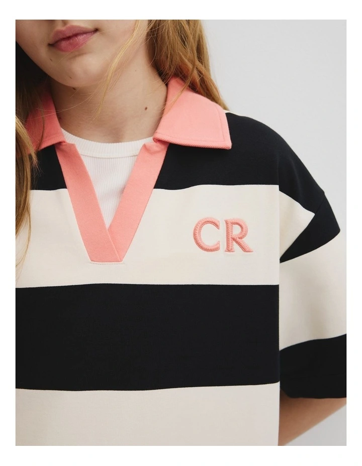 Teen Rugby Stripe Dress in Black Multi image 3