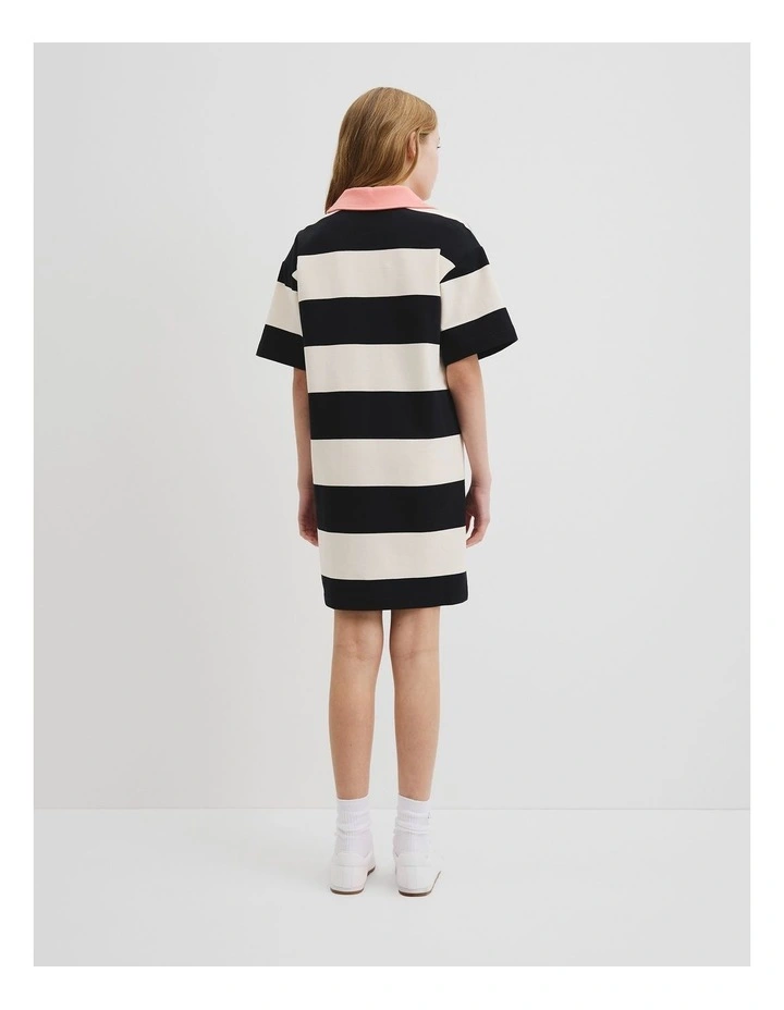 Teen Rugby Stripe Dress in Black Multi image 4
