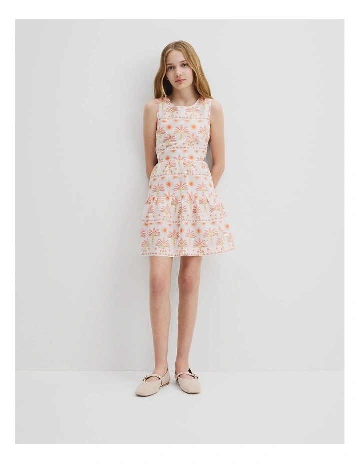 Sunset Print Mini Dress in Multi image 1