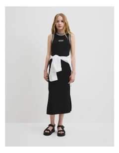 Rib Midi Dress in Black