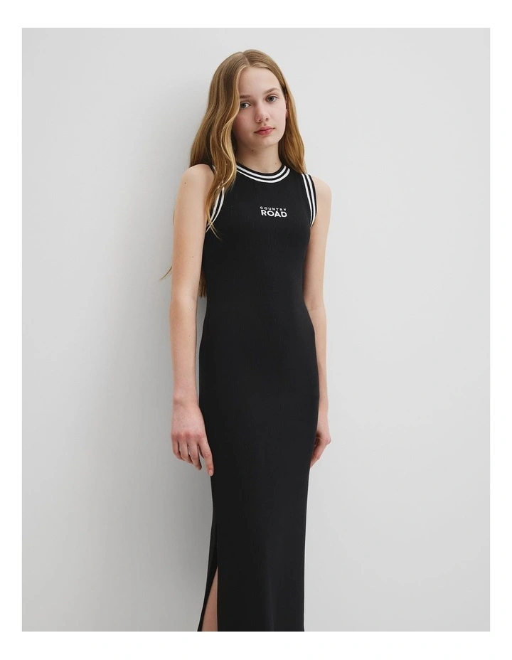 Rib Midi Dress in Black image 2