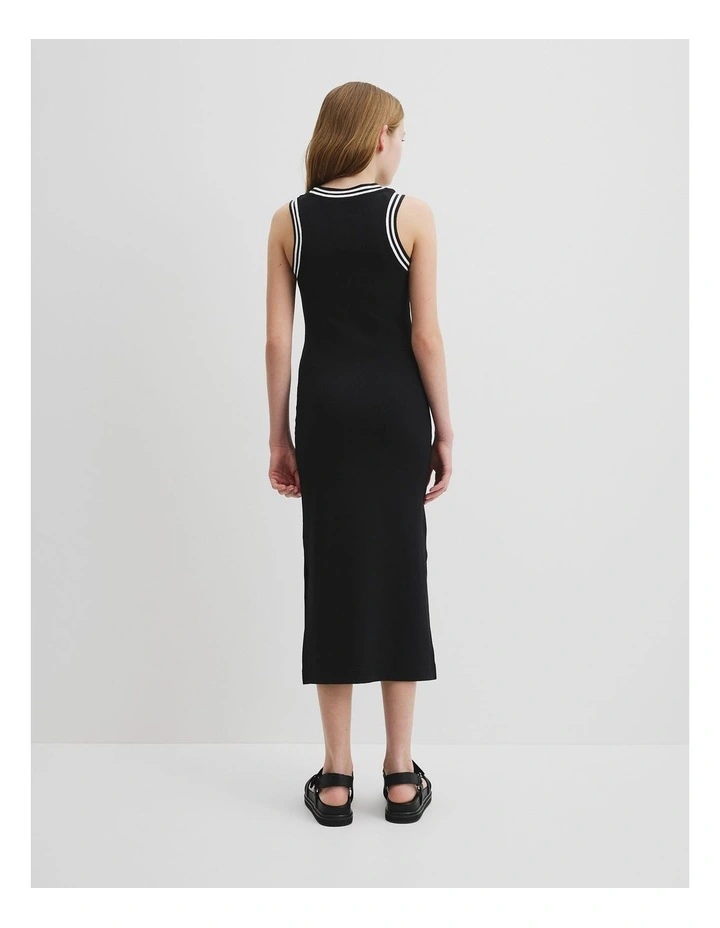 Rib Midi Dress in Black image 4