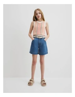 Australian Cotton Stripe Knit Top in Multi Stripe