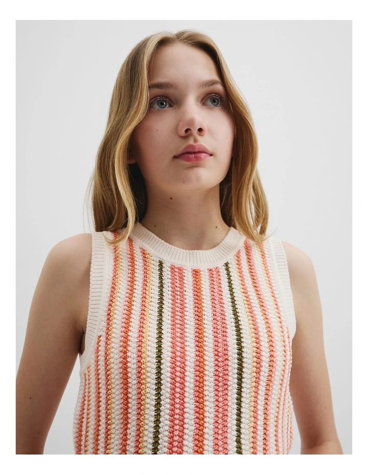 Australian Cotton Stripe Knit Top in Multi Stripe image 4