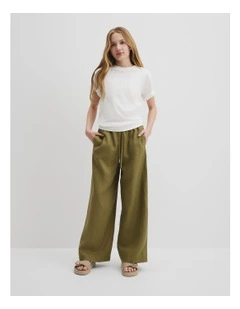 Organically Grown Linen Pant in Olive
