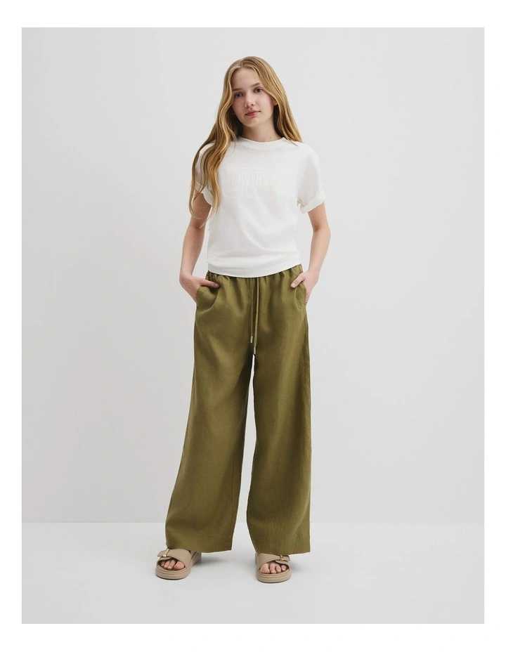 Organically Grown Linen Pant in Olive image 1