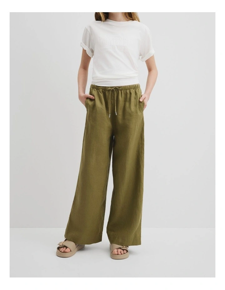 Organically Grown Linen Pant in Olive image 3