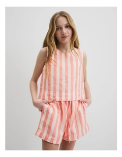 Organically Grown Linen Tank in Multi Stripe