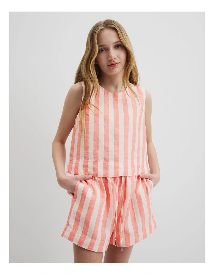 Organically Grown Linen Tank in Multi Stripe image 1