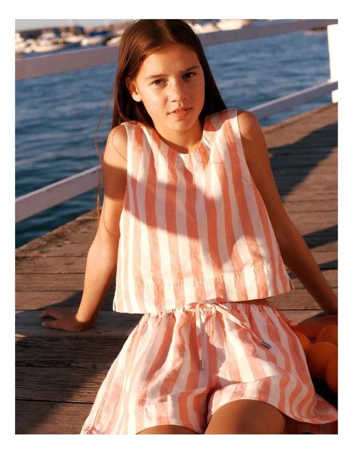 Organically Grown Linen Tank in Multi Stripe image 2