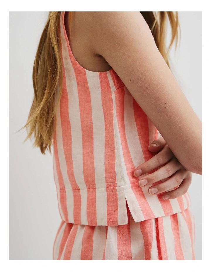 Organically Grown Linen Tank in Multi Stripe image 4
