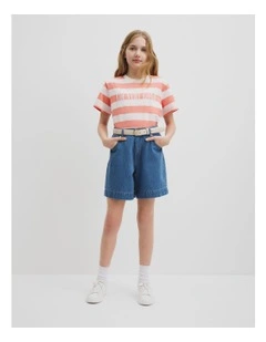 Hi Rise Denim Short in Light Indigo