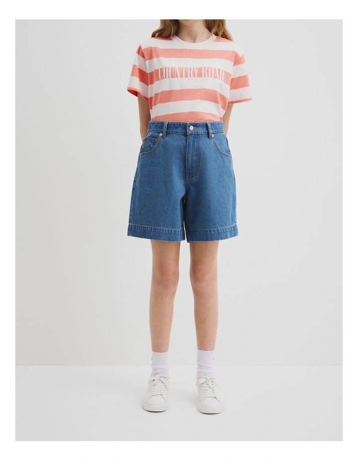 Hi Rise Denim Short in Light Indigo image 2