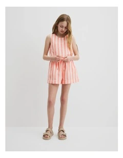 Organically Grown Linen Short in Multi Stripe