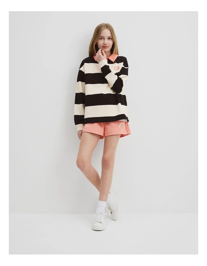 Organically Grown Cotton Stripe Rugby Top in Black Multi image 1