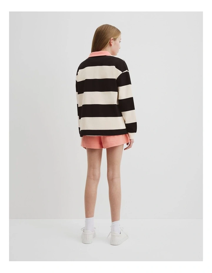 Organically Grown Cotton Stripe Rugby Top in Black Multi image 4