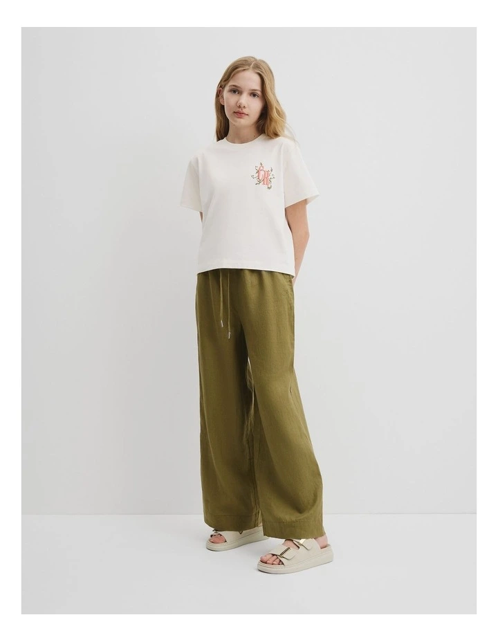 Floral Logo Embroidered T-shirt in Marshmallow image 2