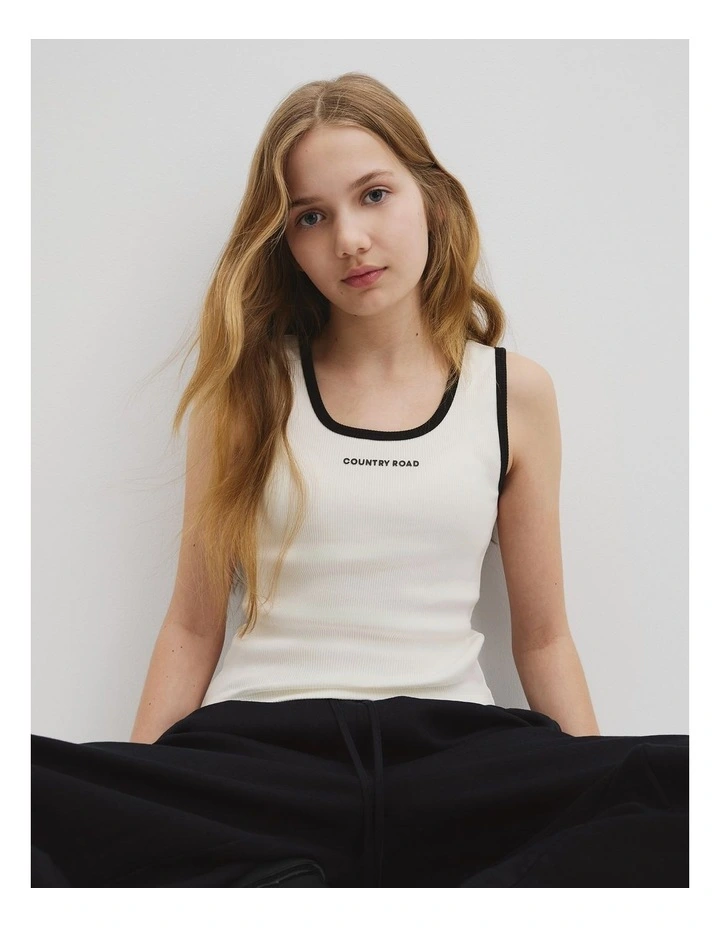 Rib Tank Top in Marshmallow image 1